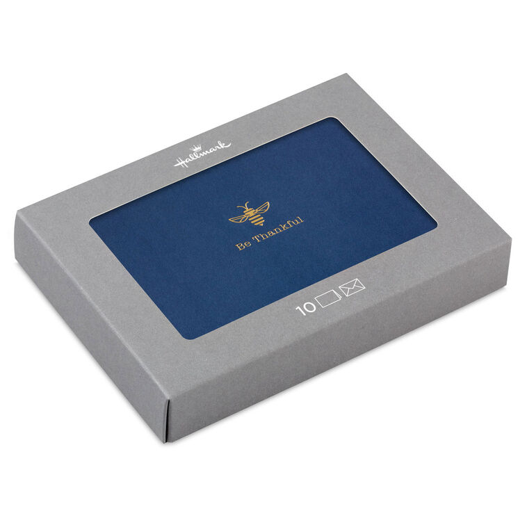 Gold Bee on Dark Blue Thank You Note Cards Pack packaging image number 1