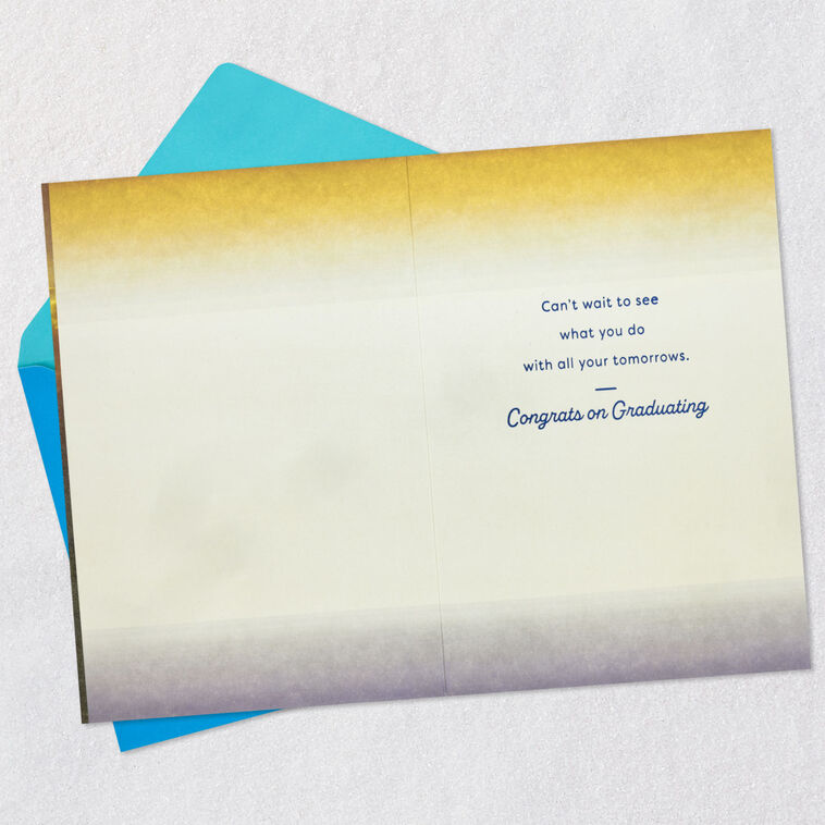 what is a grad card Congrats Gold Foil An uplifting graduation card celebrating a new graduate stepping into their exciting and adventurous future. Create a Simple Graduation Card