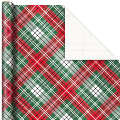 Red & Green Plaid Christmas Wrapping Paper, 40 sq. ft., 