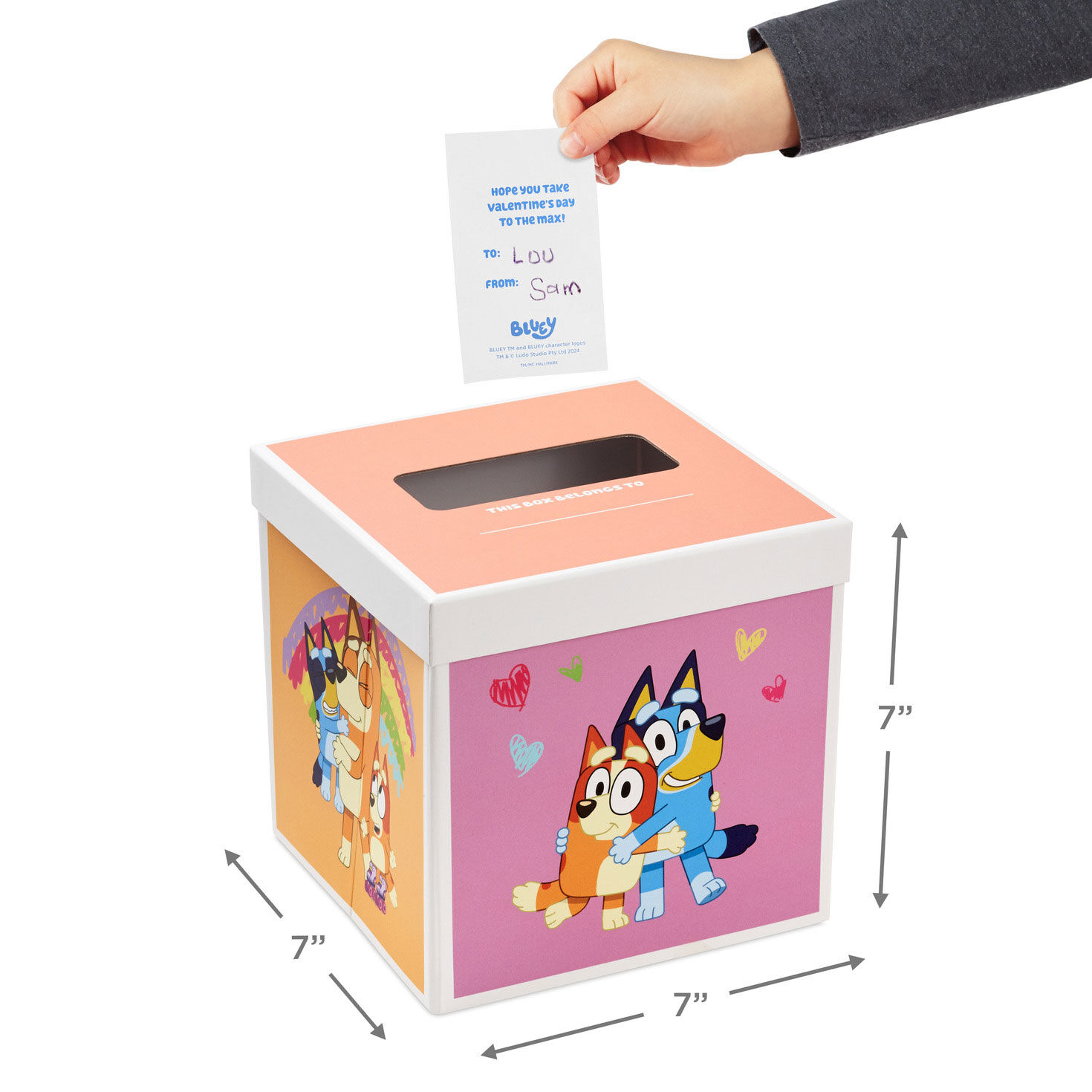 Bluey and Bingo Kids Valentines Cards and Mailbox measurement image number 7