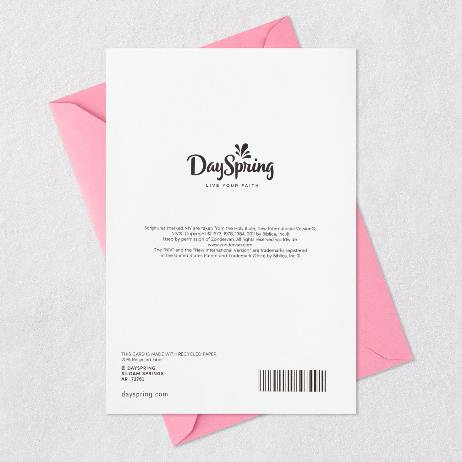 Pink House Religious New Home Congratulations Card Card Back with Envelope image number 8