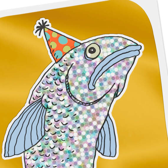 Cod Fish Wearing a Party Hat Funny Birthday Card, , large image number 4