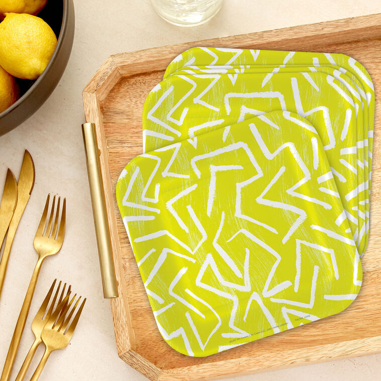 Zig-Zag Stripe on Yellow Dessert Plates, Pack of 8, , large image number 3
