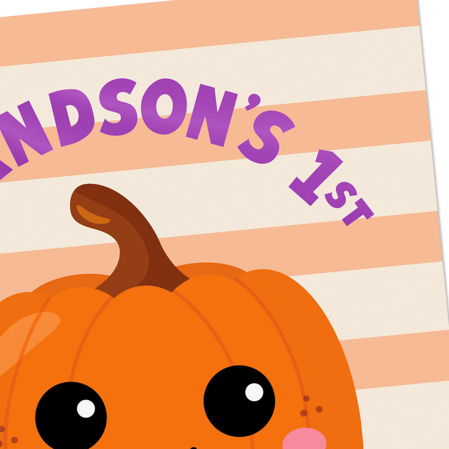 Pumpkin Orange Stripes Grandson's 1st Halloween Card Card Front Detail image number 4