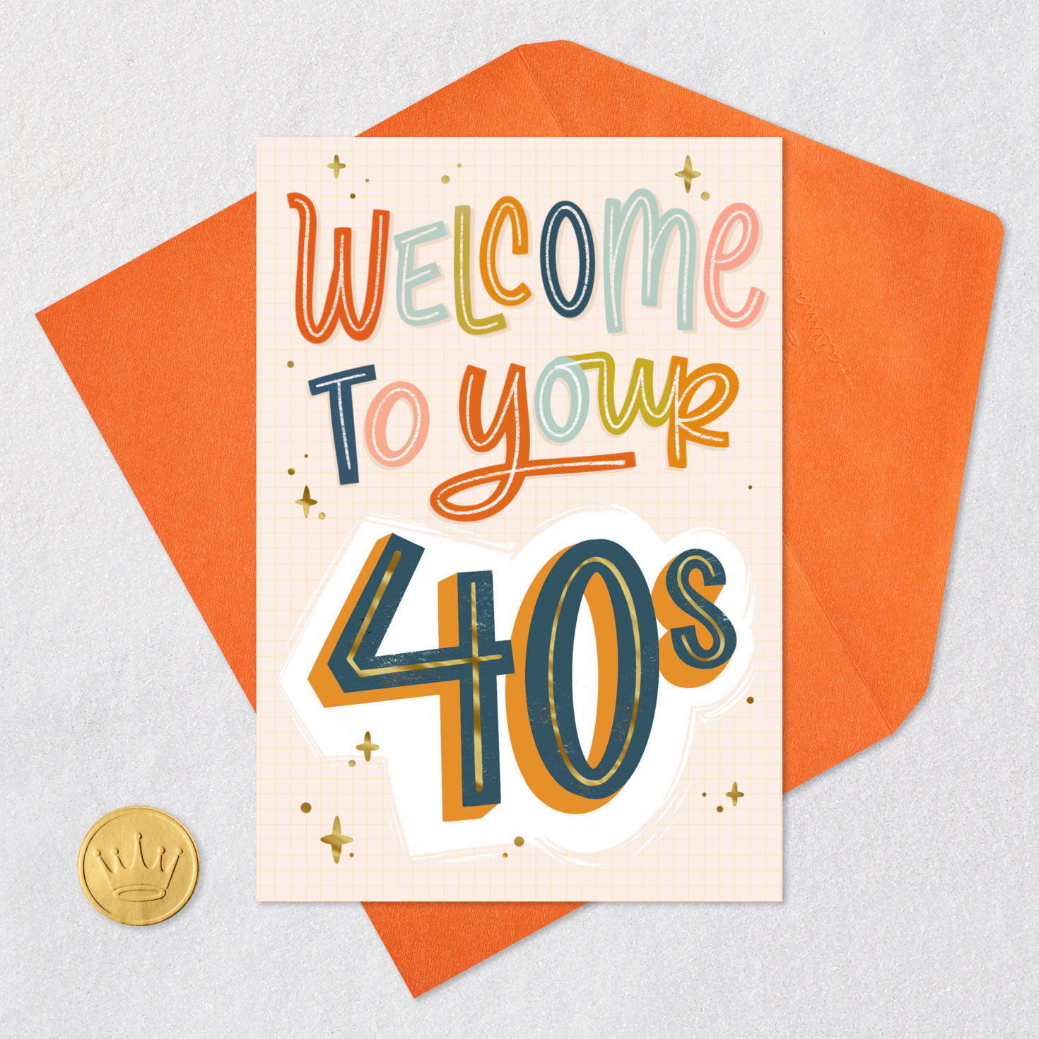 Retro Lettering Funny 40th Birthday Card Card Front with Envelope and Gold Seal image number 5