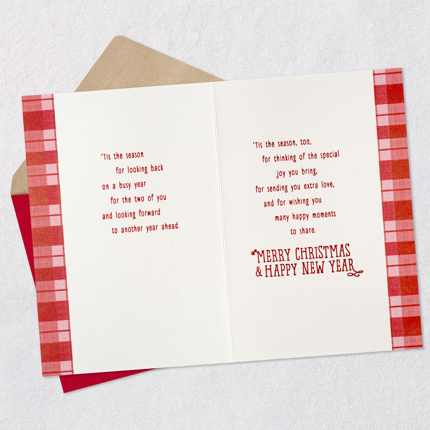 Red Ornaments Christmas Card for Sister and Brother-in-Law Open card with envelope image number 4