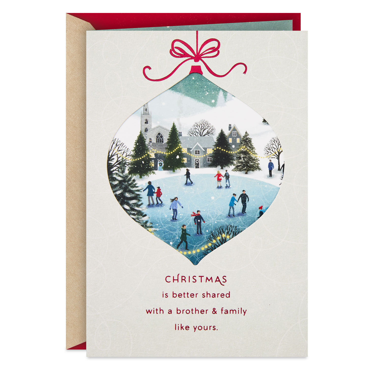 Ice-Skating Scene Christmas Card for Brother and Family Card Front image number 1