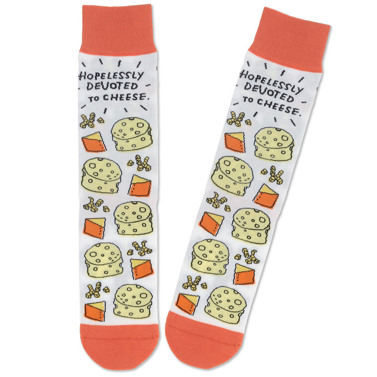 Shoebox Devoted to Cheese Funny Crew Socks
