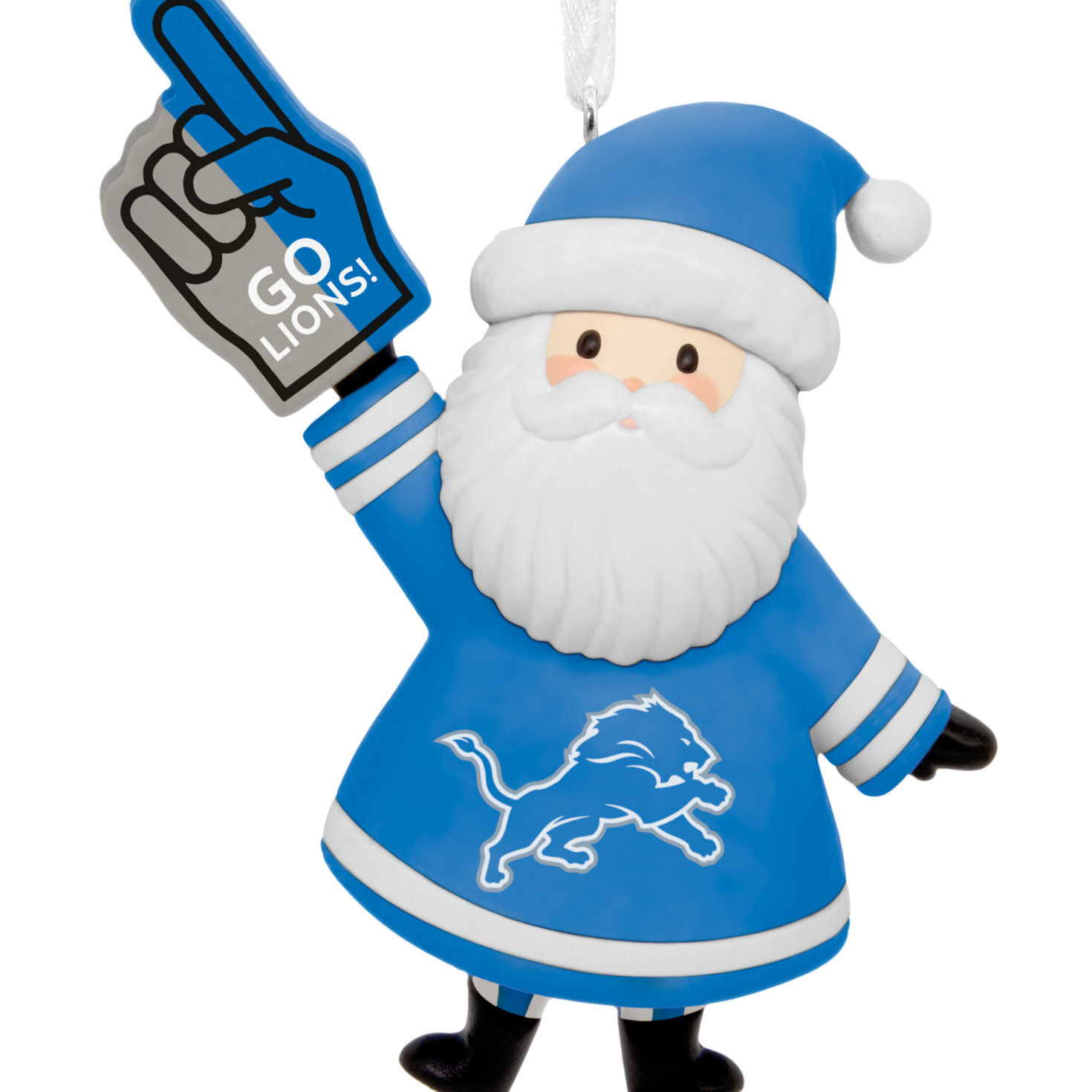 Detroit Lions Santa Fan Christmas Ornament closeup view image number 5