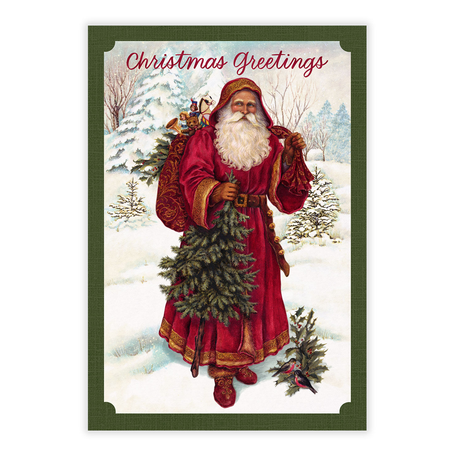 Vintage Santa Claus Personalized Christmas Card front image number 2