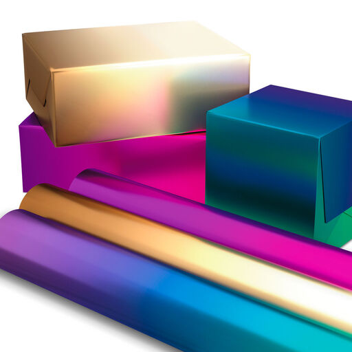 Assorted Ombré Foil 3-Pack Wrapping Paper, 60 sq. ft total, 