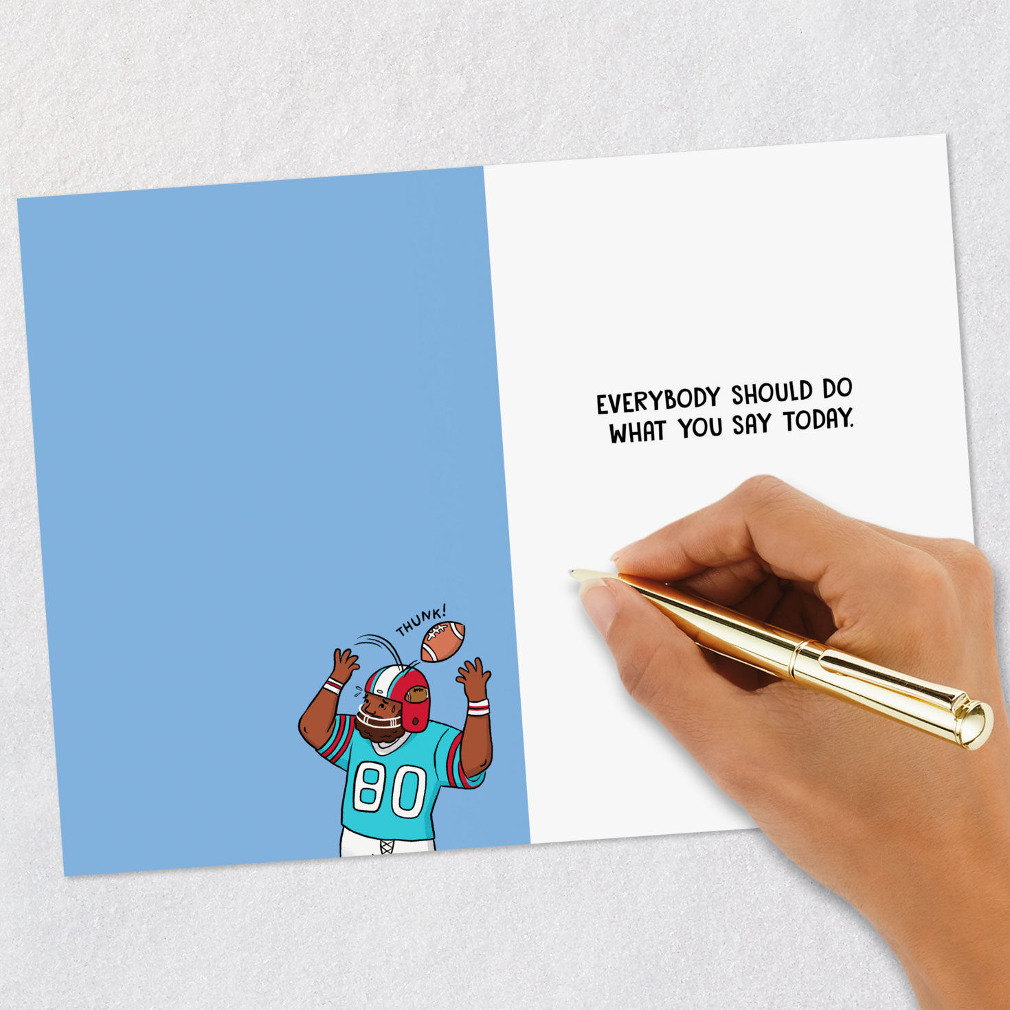 Sports Fan Yelling Funny Birthday Card for Man Signing card image number 6