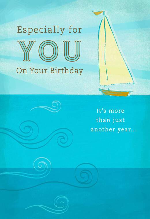 Sailboat on the Sea Birthday Card, , large image number 1