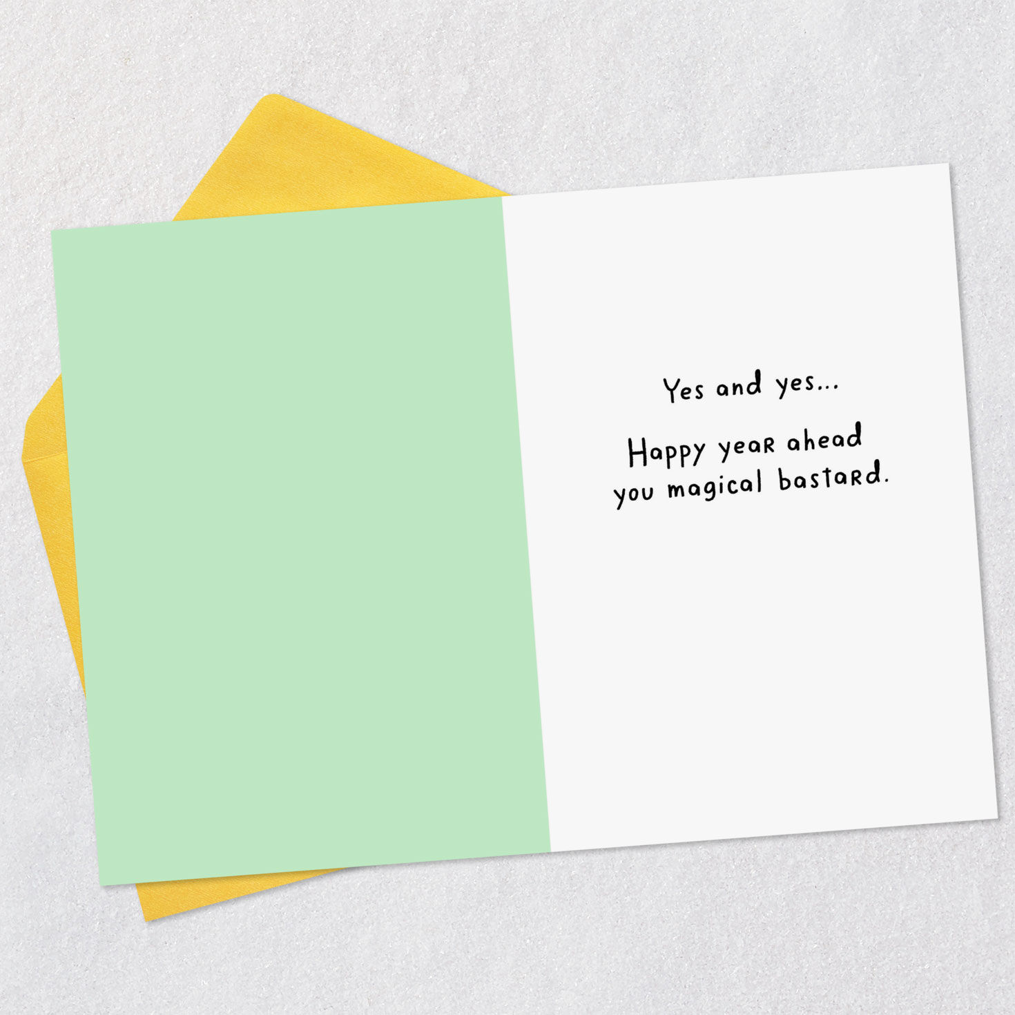 Rainbow Unicorn on Cloud Sassy Funny Birthday Card Open card with envelope image number 3