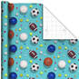 Sports Balls on Blue Wrapping Paper, 20 sq. ft., , large image number 1