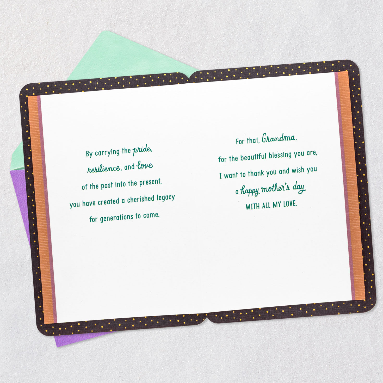 Family Photos on Mantel Grandmother Mother's Day Card Open card with envelope image number 4