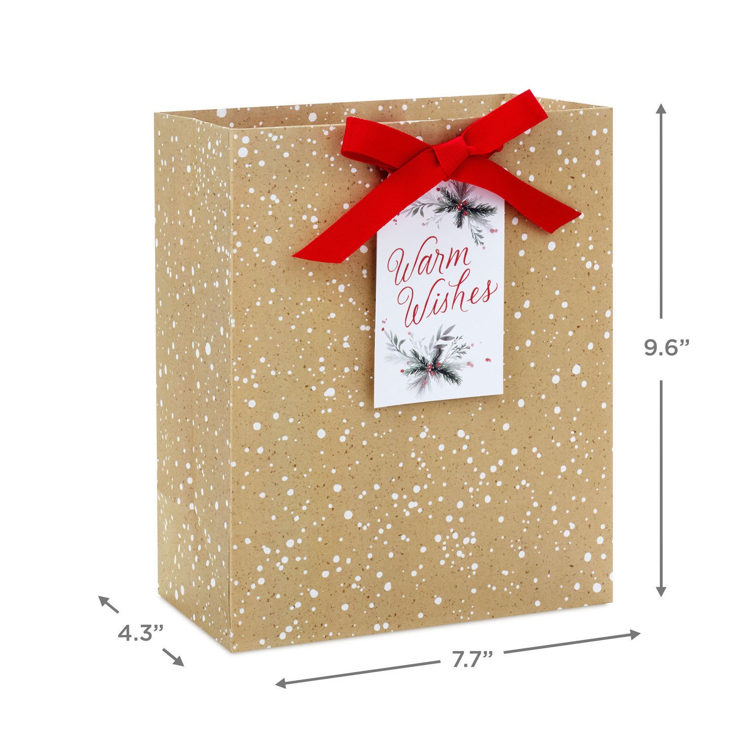 9.6" Snow-Speckled Kraft Paper Medium Holiday Gift Bag for only USD 3.99 | Hallmark