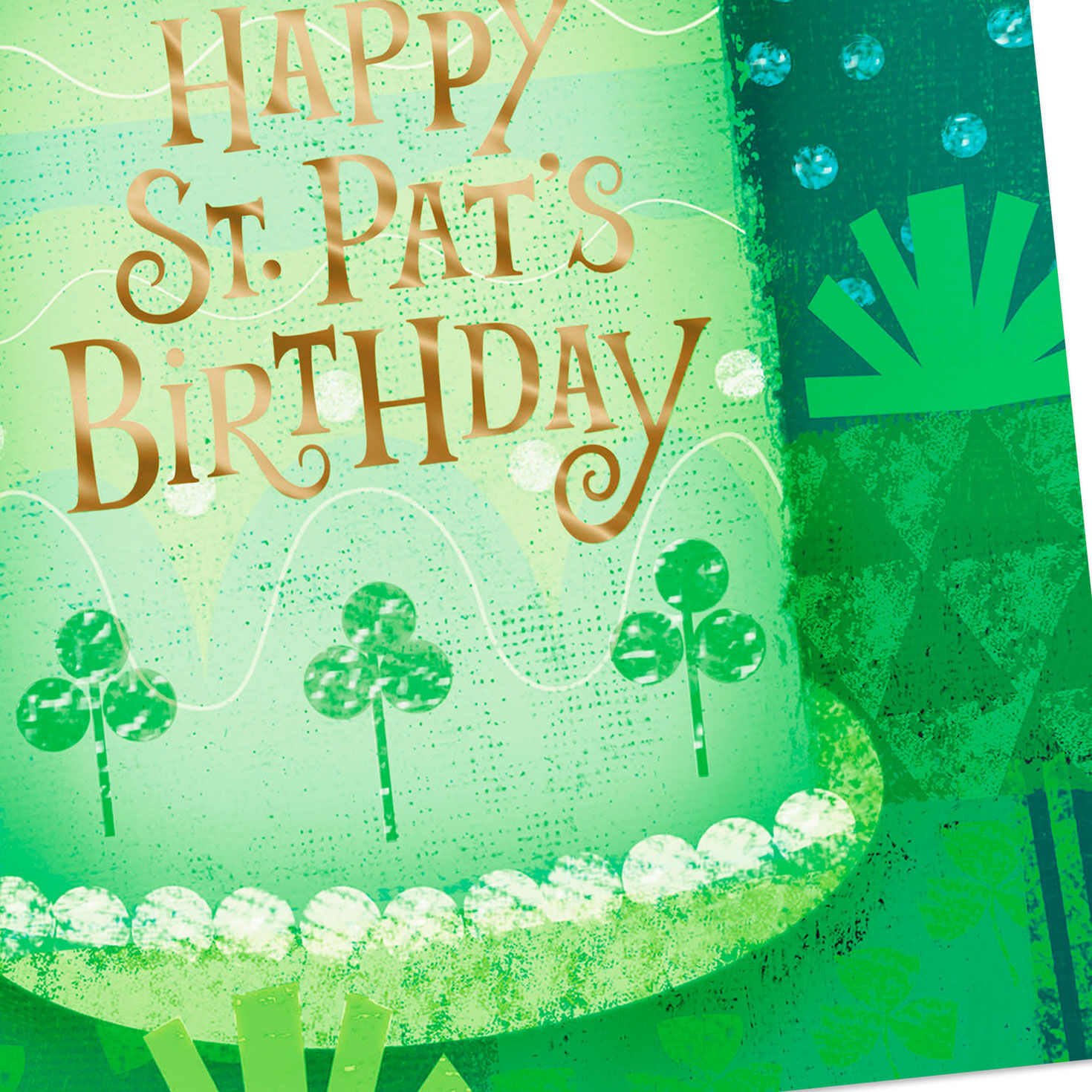 Green Cake and Candles St. Patrick's Day Birthday Card Card Front Detail image number 5