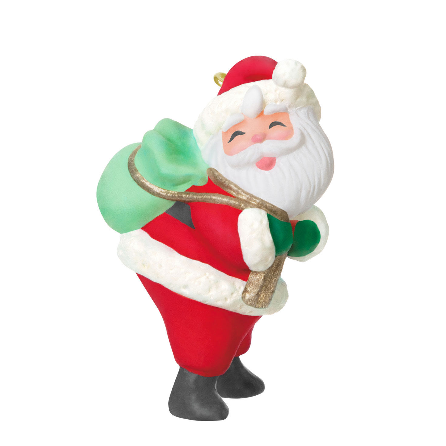 Vintage Santa With Green Sack Keepsake Ornament closeup view image number 5