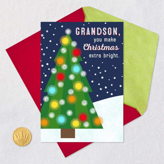 You Make the Holidays Extra Bright Christmas Card for Grandson, , large image number 5