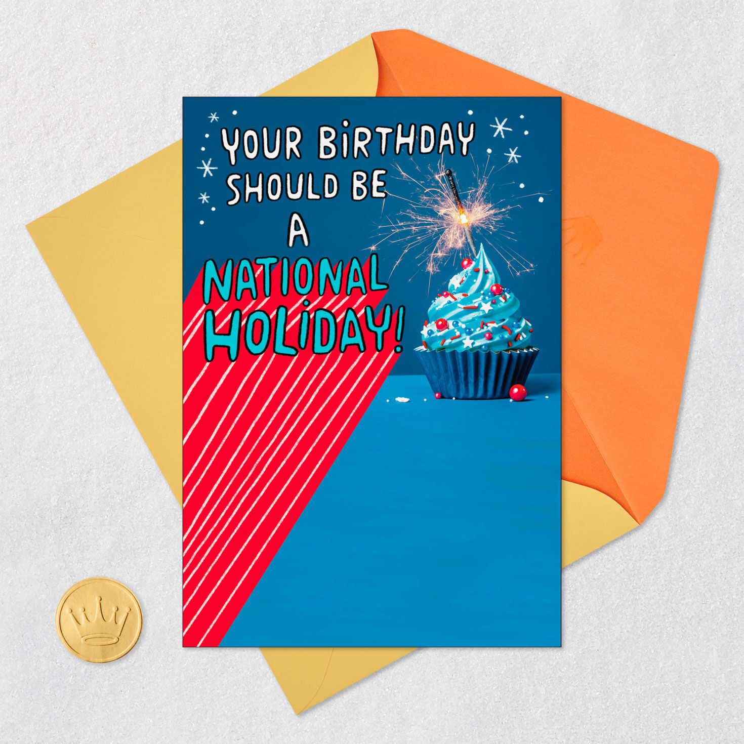 National Holiday Funny Birthday Card Card Front with Envelope and Gold Seal image number 5