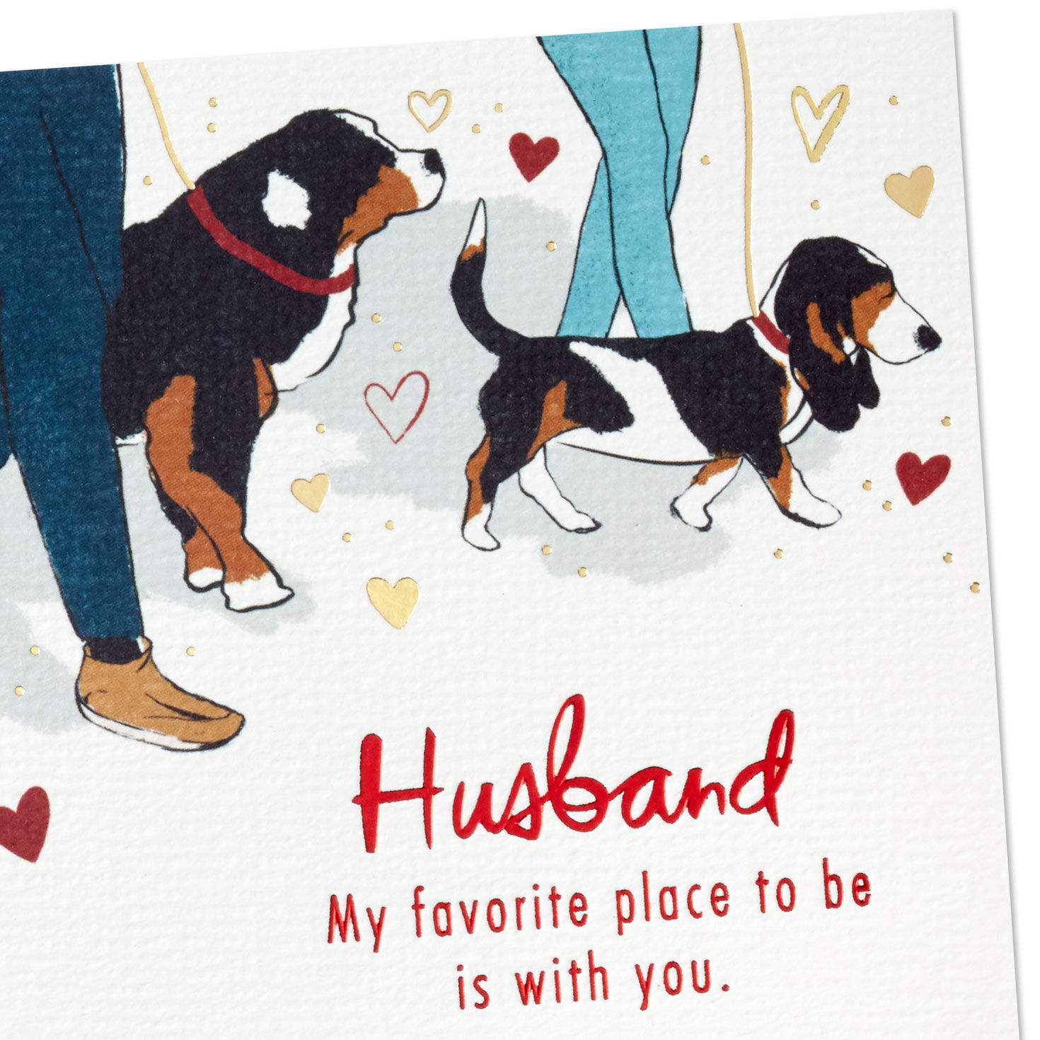 Couple Walking Dogs Valentines Day Card for Husband Cover Detail image number 4