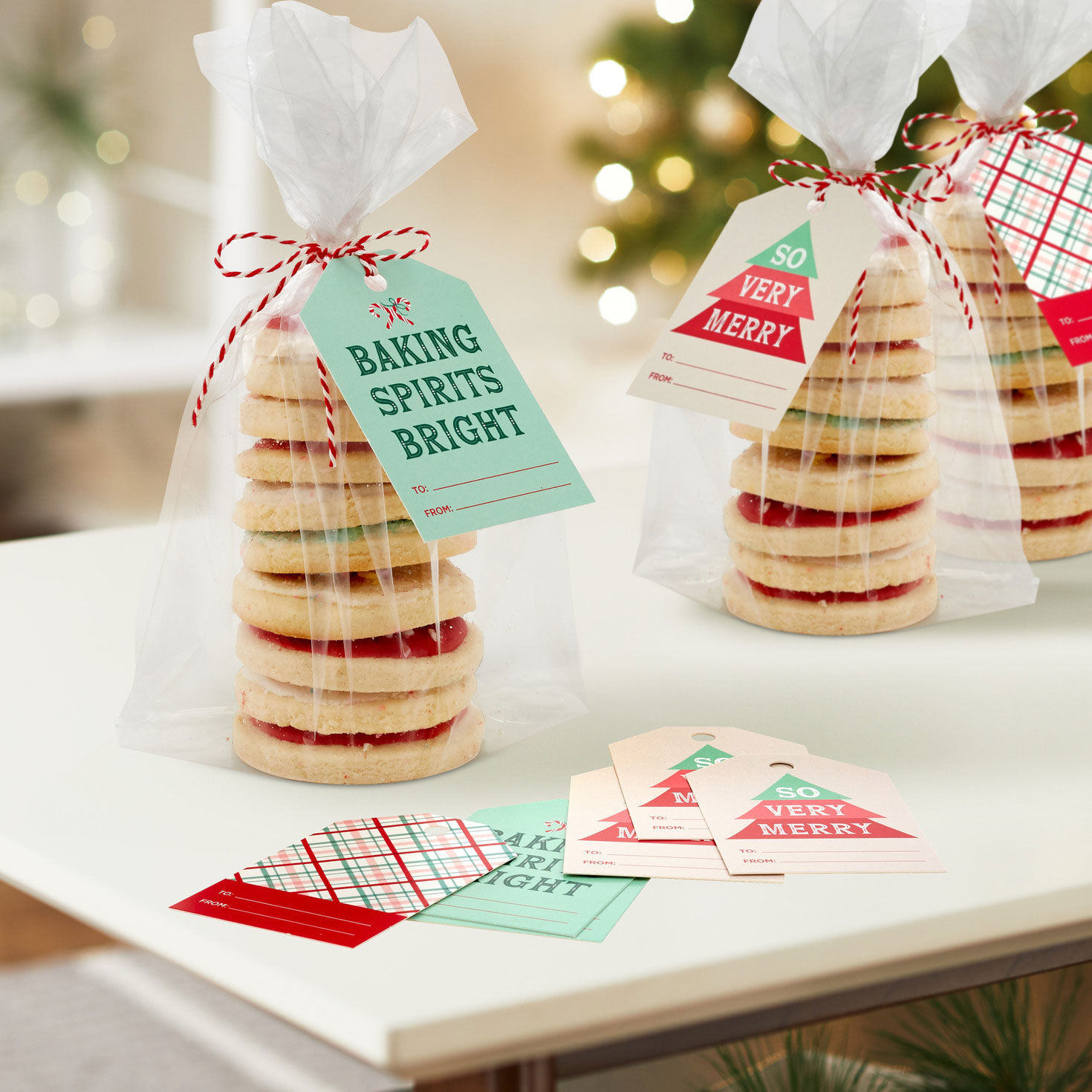 Clear Cello Christmas Goodie Bags With Gift Tags in use image number 2
