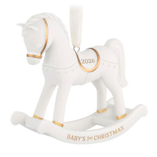 Baby's First Christmas Rocking Horse 2026 Porcelain Ornament