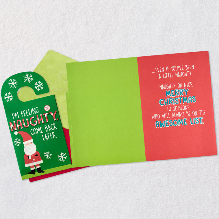 Naughty or Nice Talking Door Hanger Christmas Card With Sound - Greeting Cards | Hallmark naughty-or-nice-talking-door-hanger-christmas-card-with-sound-greeting-cards-hallmark