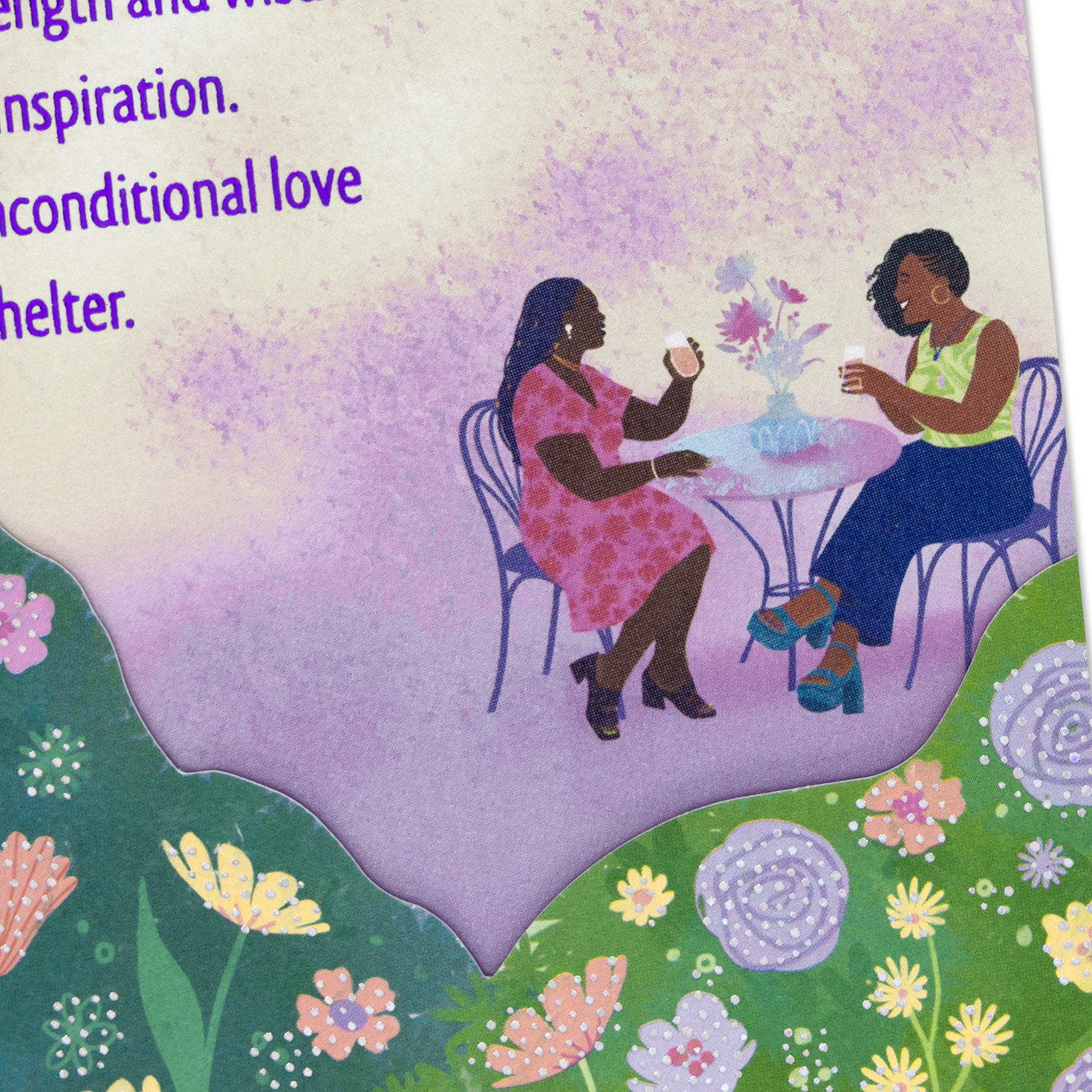 Mom and Daughter at Outdoor Caf&eacute; Mother's Day Card card front detail image number 5