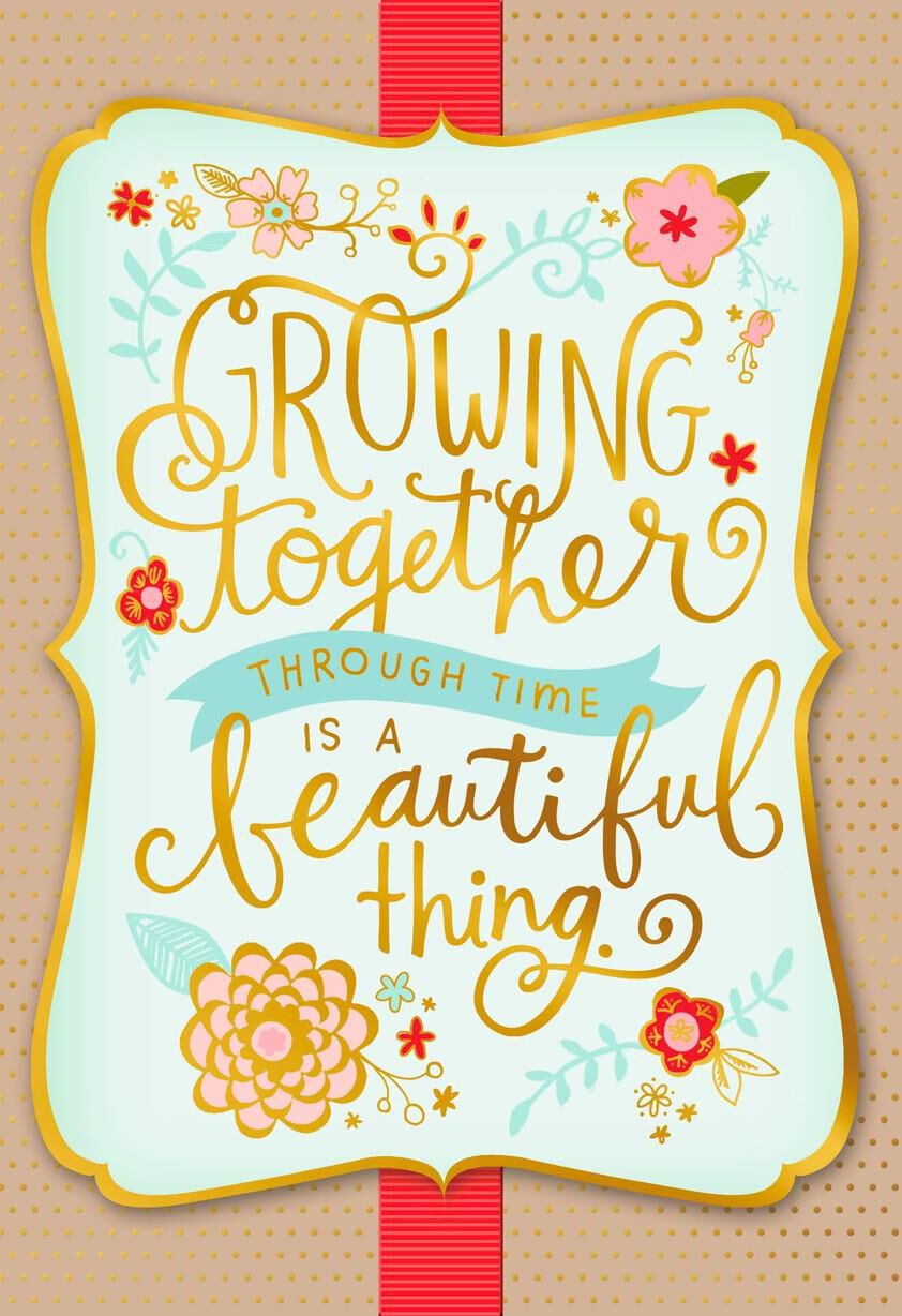 Floral and Script Letters 15th Anniversary Card
