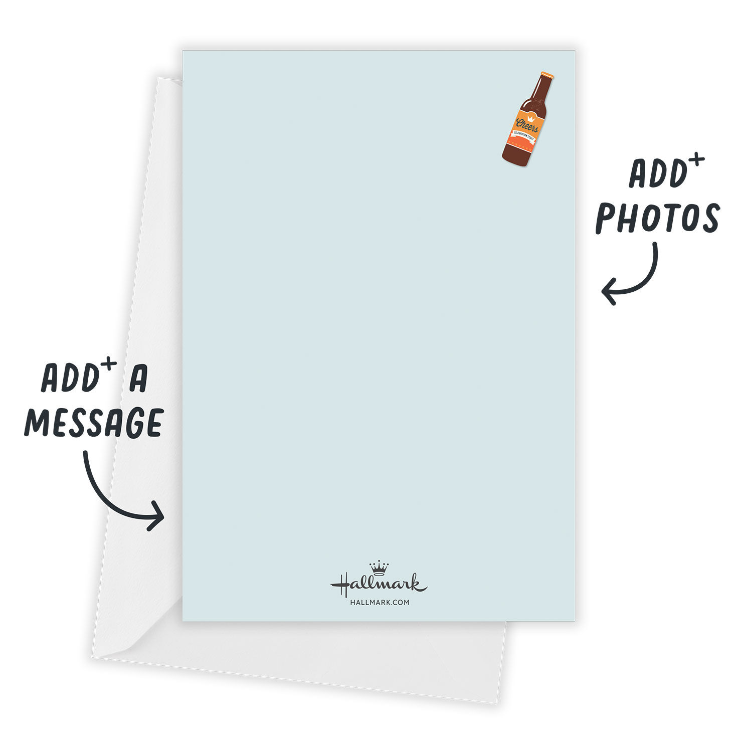 Beer Bottles Border Personalized Party Invitation Card back with Envelope indicating personalization image number 3