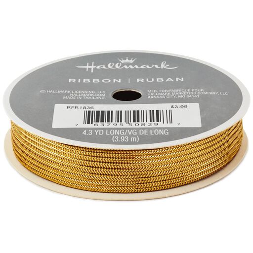 Gold Ribbed 5/8" Ribbon, 12.9', 