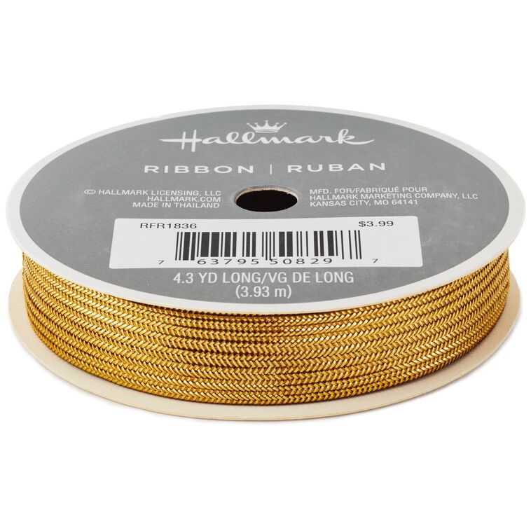 Gold Ribbed 5/8" Ribbon, 12.9'