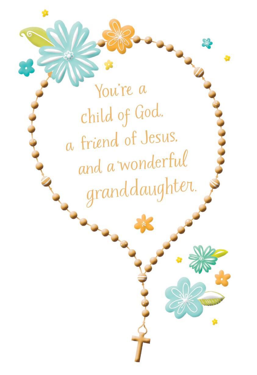 Rosary for Granddaughter First Communion Card