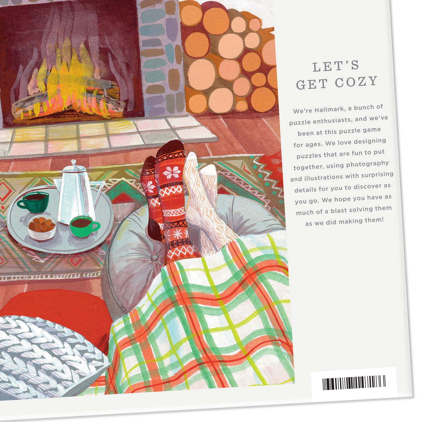 Feet With Cozy Socks by Fire Jigsaw Puzzle upclose view image number 4