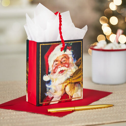 4.6" Classic Santa Gift Card Holder Mini Bag, Vintage Santa
