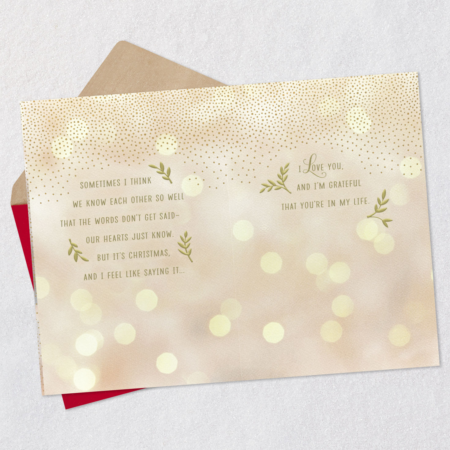 Shiny Gold Bokeh Lights Sister Christmas Card Open card with envelope image number 4