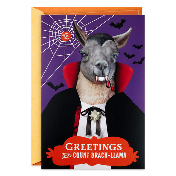 Count Dracu-llama Funny Halloween Card With Sound and Light