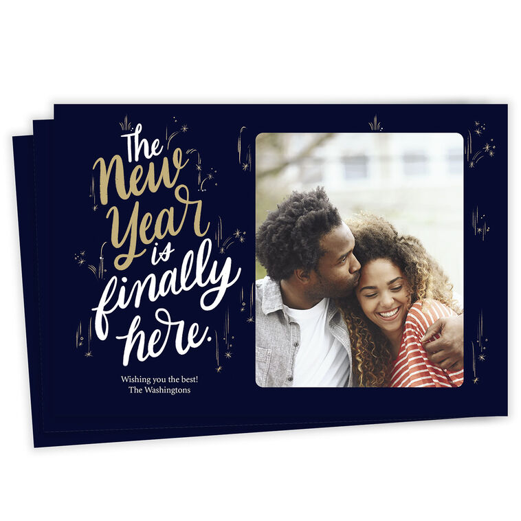 Celestial Flat New Year Photo Card, , large image number 1