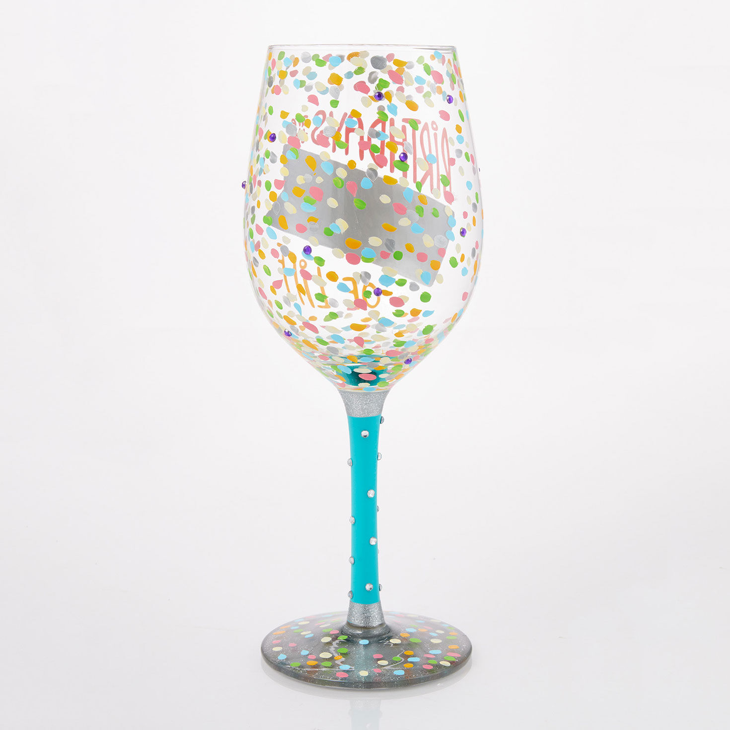 Lolita Colorful Confetti Birthday Wine Glass back image number 2