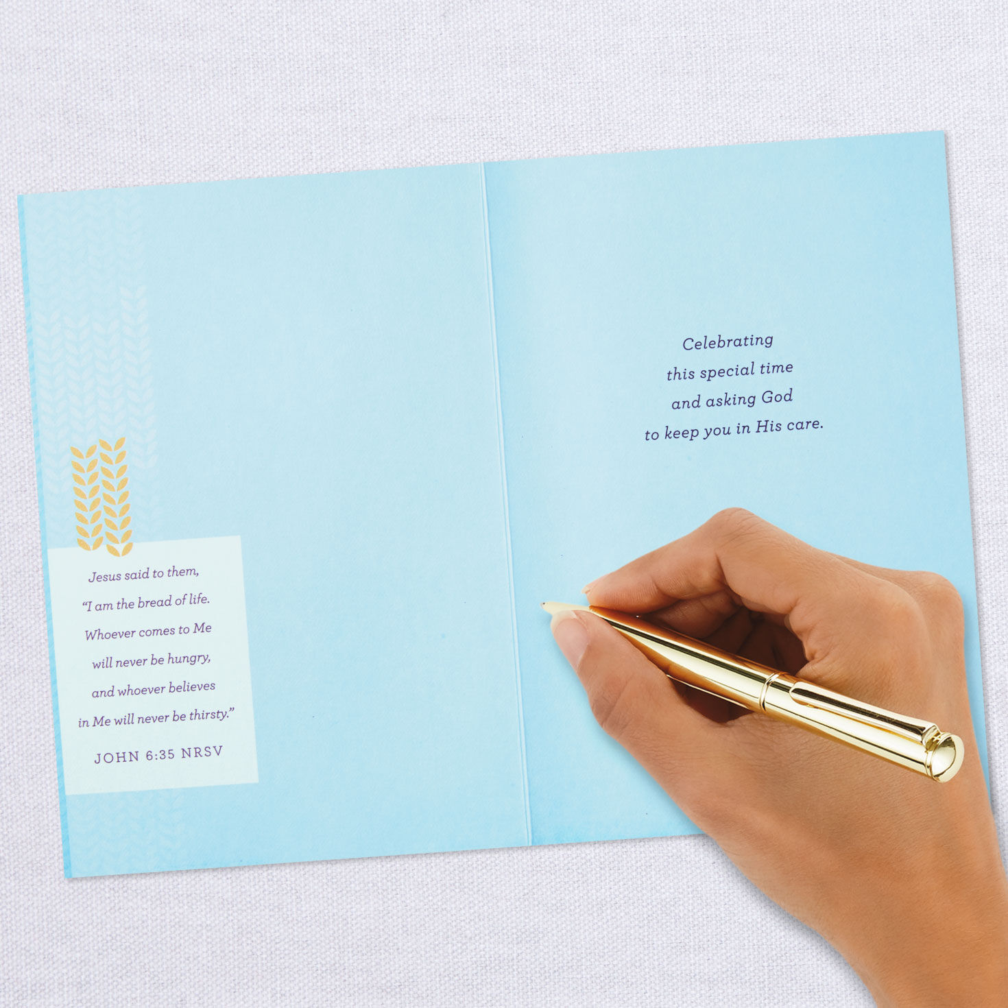 Gold Chalice Religious First Communion Card for Boy, , large image number 6