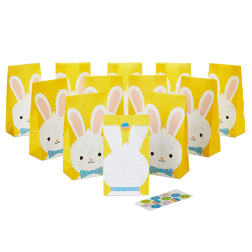 Bunny in Bow Tie 12-Pack Easter Goodie Bags With Stickers, 
