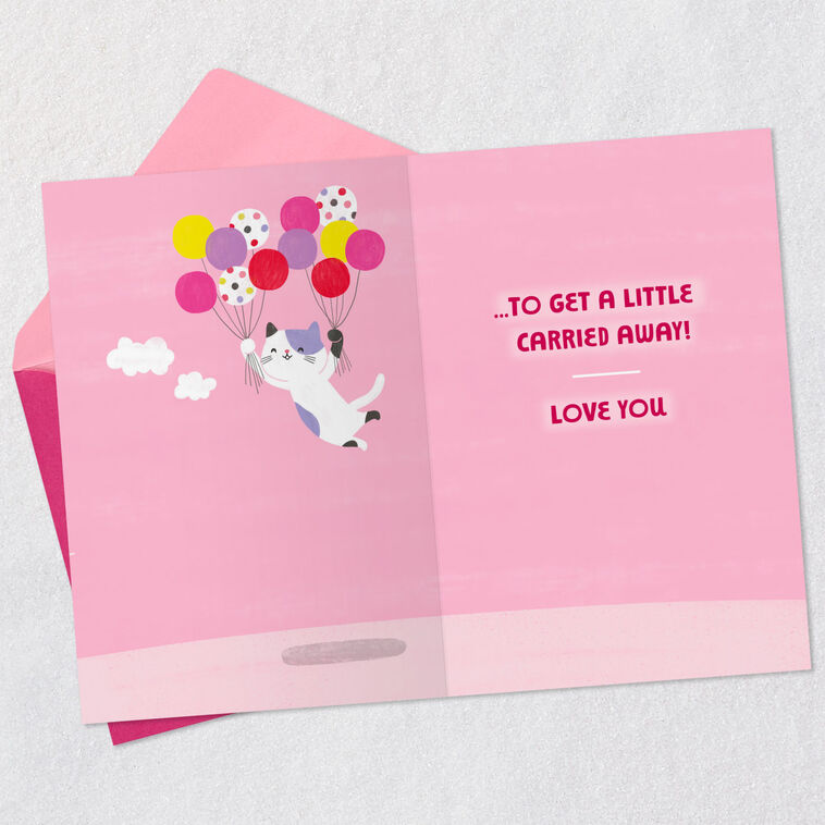Get Carried Away Kitty and Balloons Birthday Card for Great-Granddaughter, , large image number 3