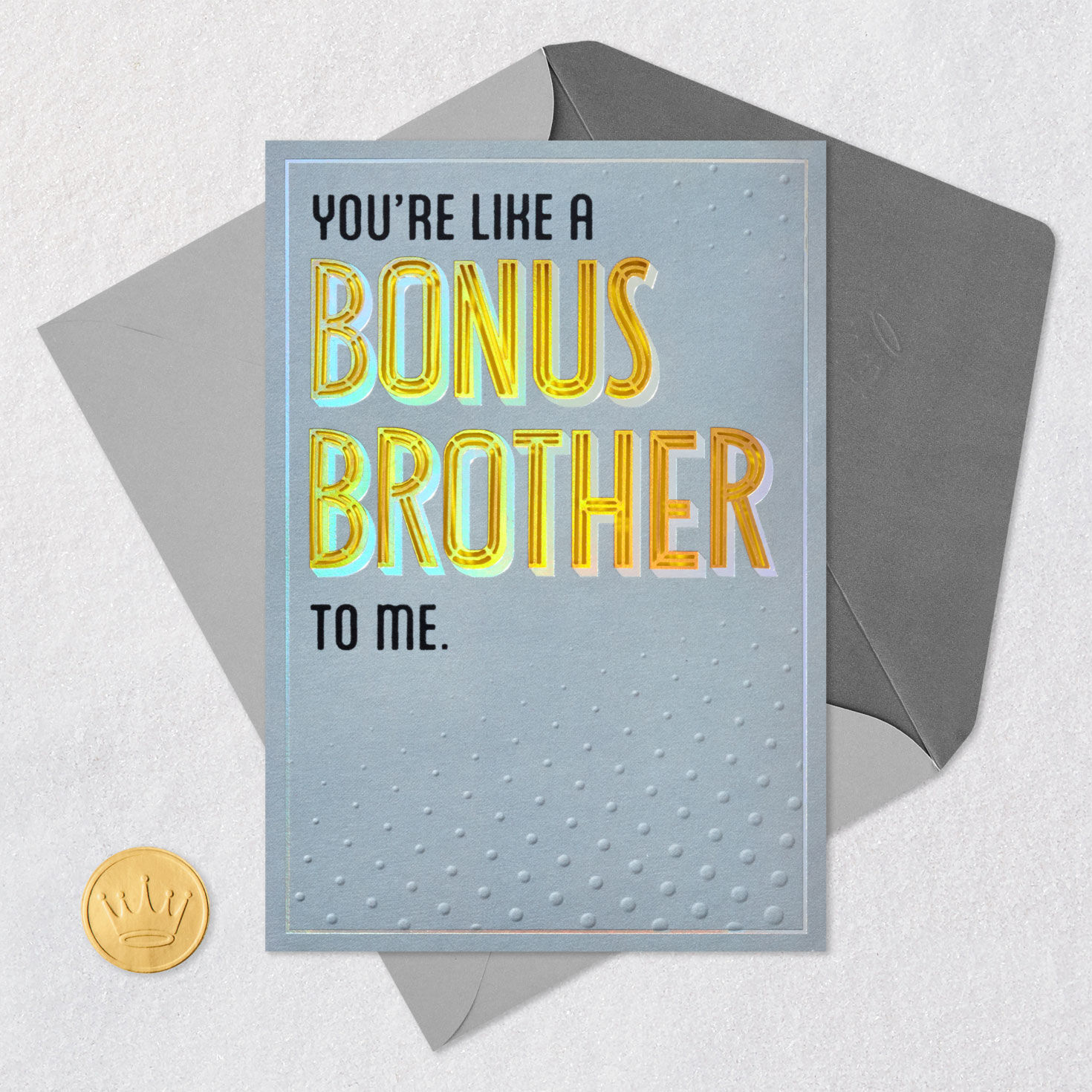 Yellow and Silver Bonus Brother Birthday Card Card Front with Envelope and Gold Seal image number 7
