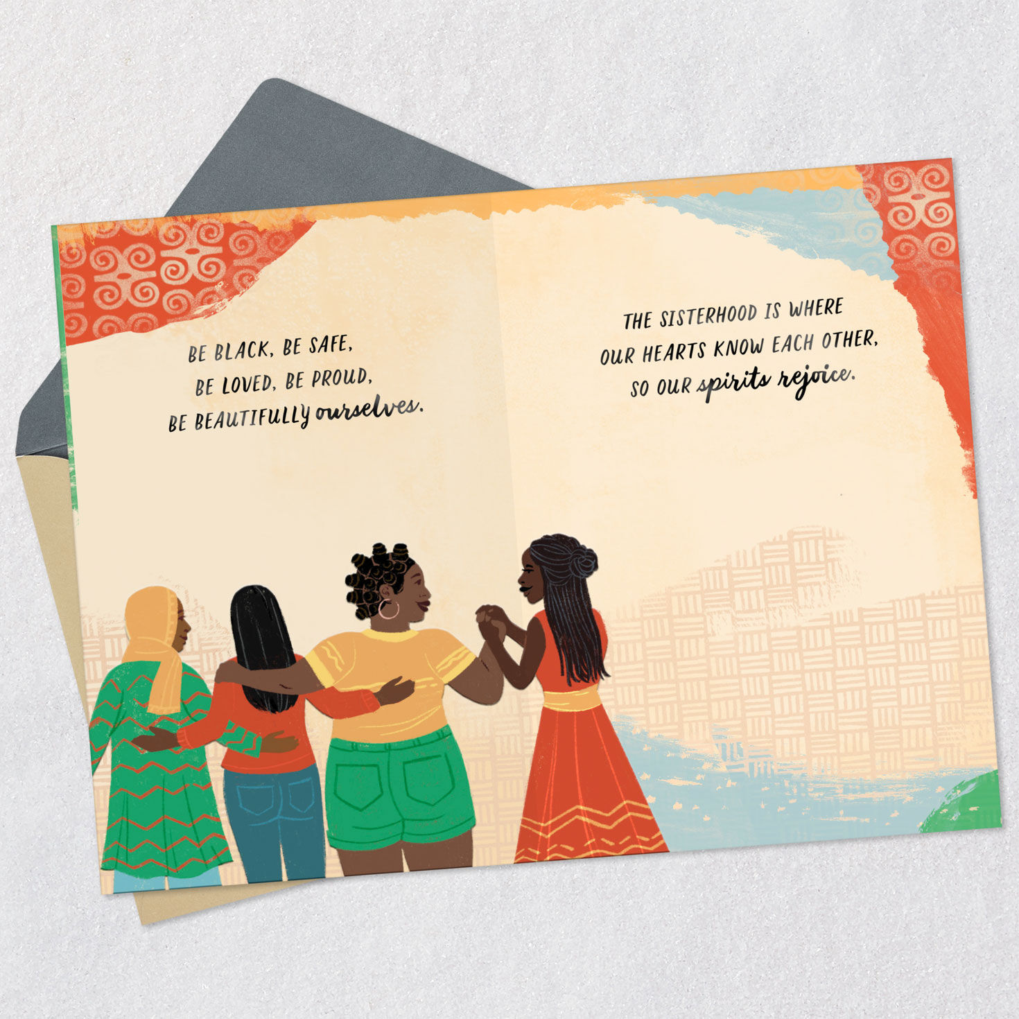 Black Women Embracing Friendship Card Open card with envelope image number 4