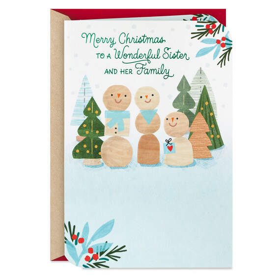 You Make the World Happy Christmas Card for Sister and Her Family, , large image number 1