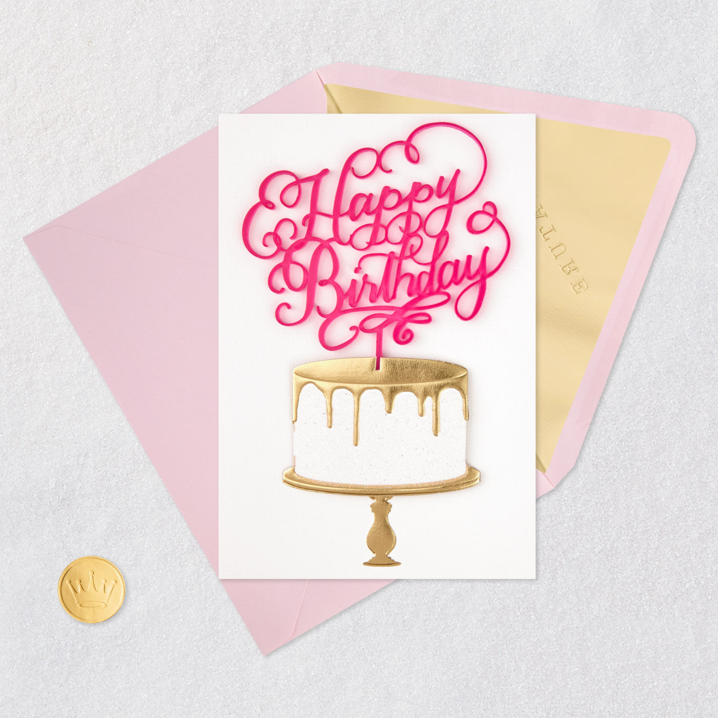 Pink Cake Topper Birthday Card Card Front Detail image number 5