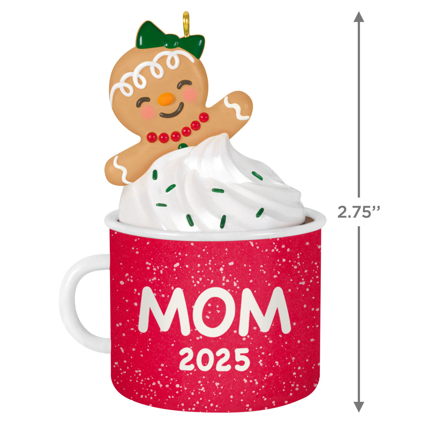 Gingerbread Girl in Mom Mug 2025 Keepsake Ornament measurement image number 3