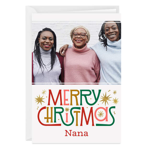 Personalized Retro-Style Merry Christmas Photo Card, , large image number 1
